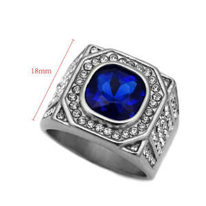 Blue bling RING - Silver - CZs- size 12